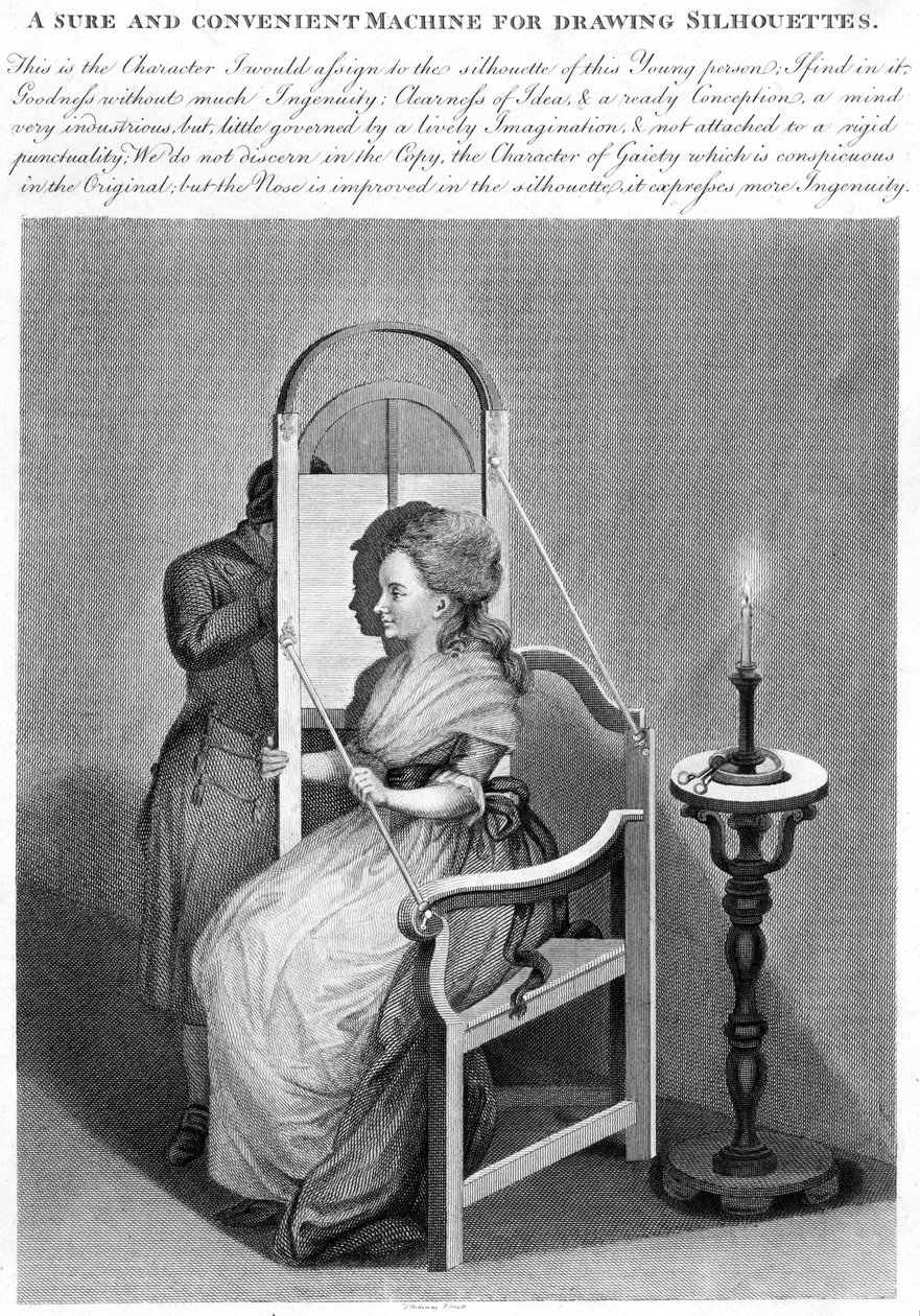Una macchina sicura e conveniente per disegnare silhouette, c.1790 da English School