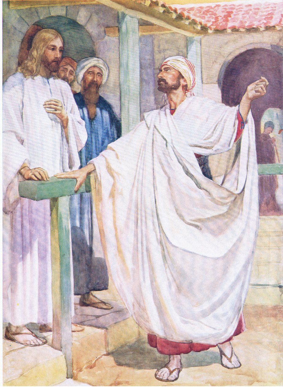 Un nobile cerca Gesù, da The Bible Picture Book pubblicato da Thomas Nelson, c.1950 da English School