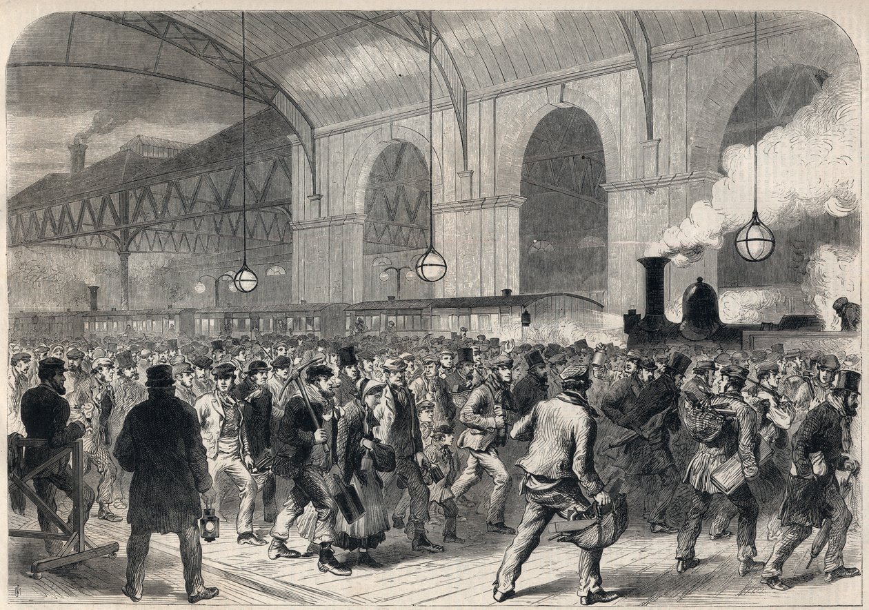 Arrivo del treno dei lavoratori alla stazione di Victoria a Londra. da English School