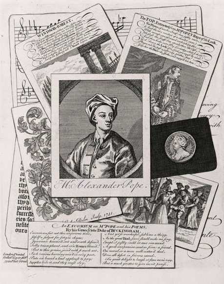 Satira sulle opere di Alexander Pope (1688-1744) da English School