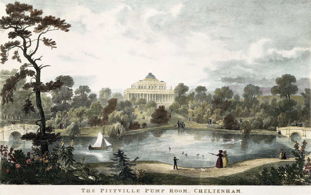 La sala delle pompe di Pittville, Cheltenham, c.1835 da English School