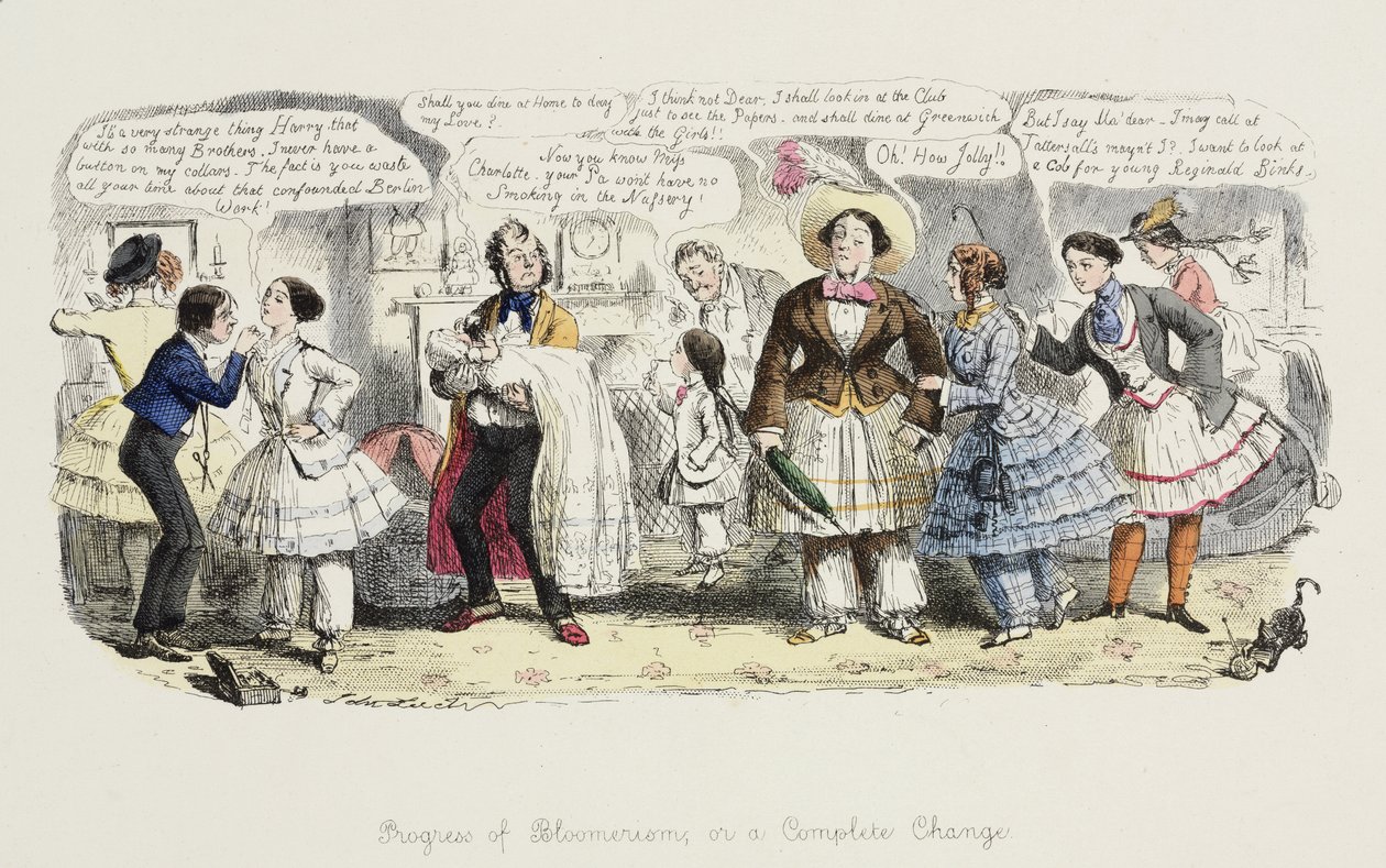 Il Progresso del Bloomerismo o, un Cambiamento Completo, da Punch, 1852 da English School
