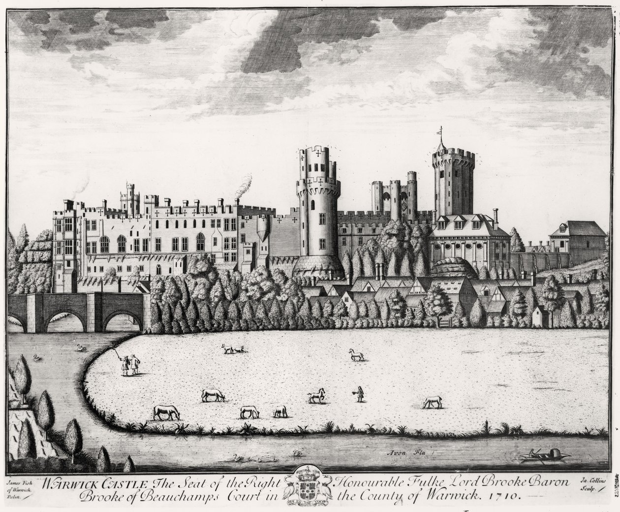 Castello di Warwick, la Residenza di Lord Brooke, Barone Brooke di Beauchamps Court, 1710 da English School