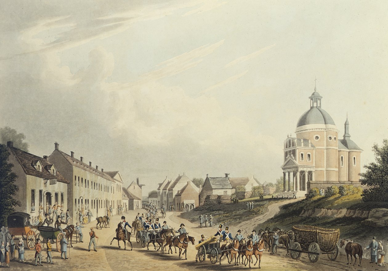 Waterloo. Trasporto del cannone francese dal campo di battaglia, il 24 luglio 1815 da English School