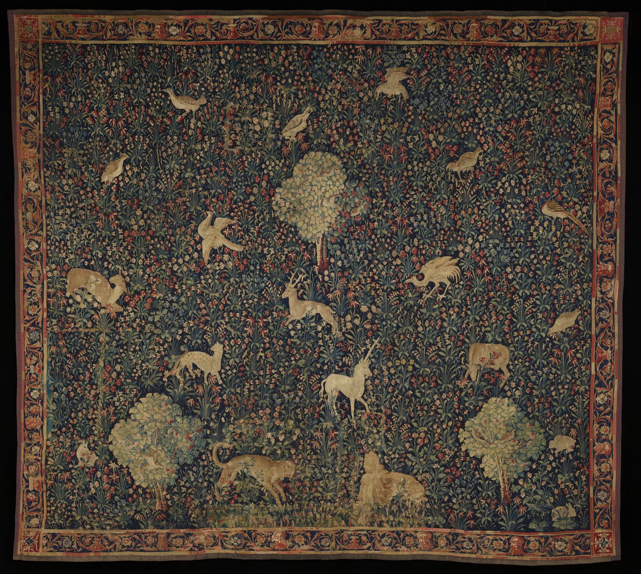 Arazzo allegorico Millefleurs con animali, 1530-45 da Flemish School