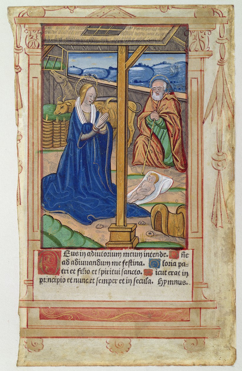 La Natività, da Feuillets de Psaumes da French School