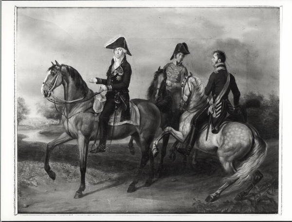 Duca di Bassano a cavallo in Polonia, 1809 da French School