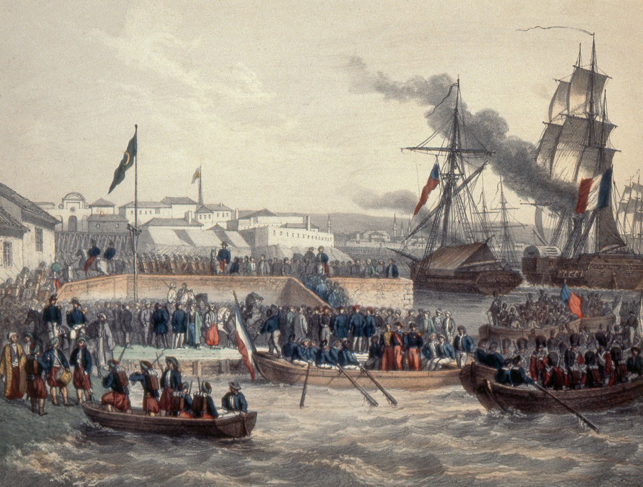 Truppe inglesi e francesi sbarcano su ordine del Maresciallo St Arnaud, 1854 da French School
