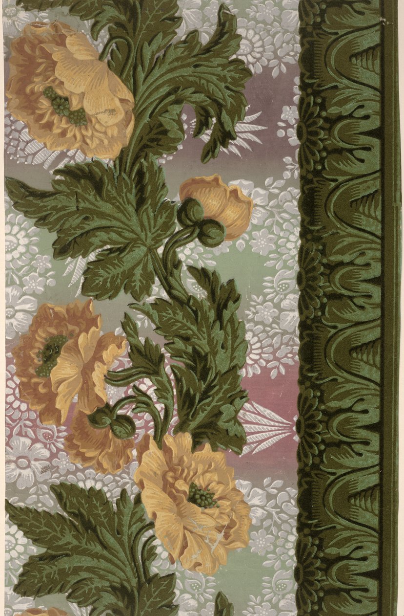 Bordo di Fiori, disegno per carta da parati, Parigi, 1825-26, prodotto da Dufour et Leroy da French School