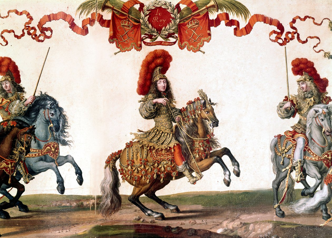 Re Luigi XIV di Francia al Grand Carrousel, miniatura, 1662 da French School