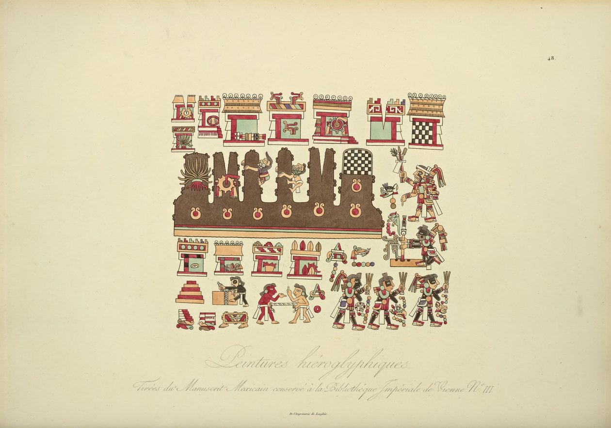 Pitture geroglifiche dal Manoscritto Messicano III, conservato alla Biblioteca Imperiale di Vienna, illustrazione da Vues des Cordillères et Monumens des Peuples Indigènes de l