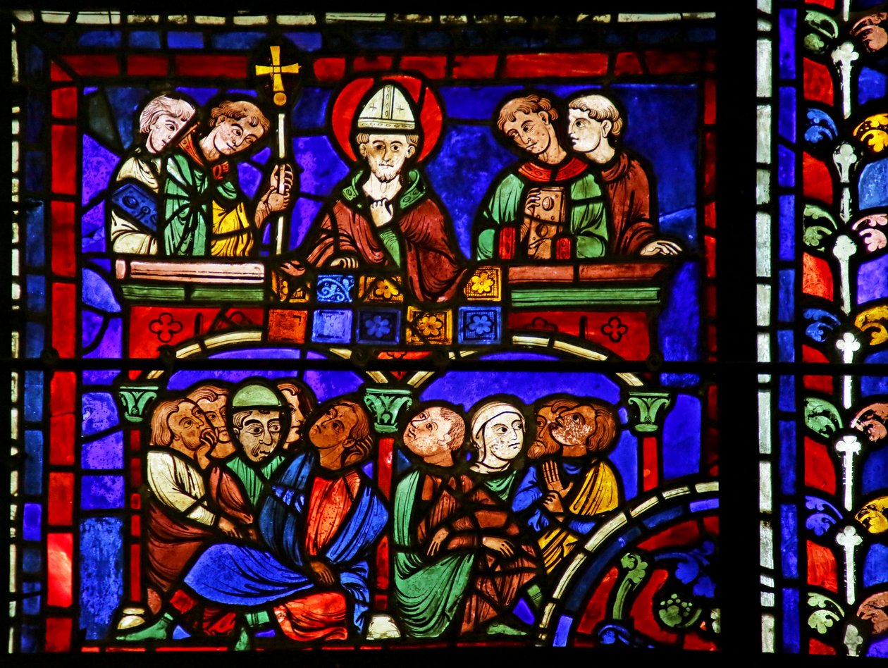 Predicazione, scena dalla Vita di San Martino, Cattedrale di Chartres da French School