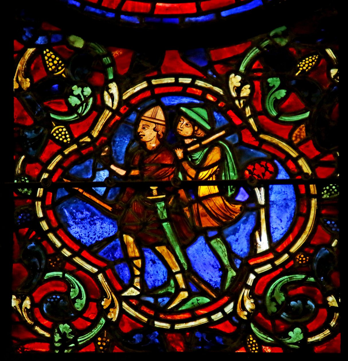 Due furfanti, scena dalla Vita di San Martino, Cattedrale di Chartres da French School