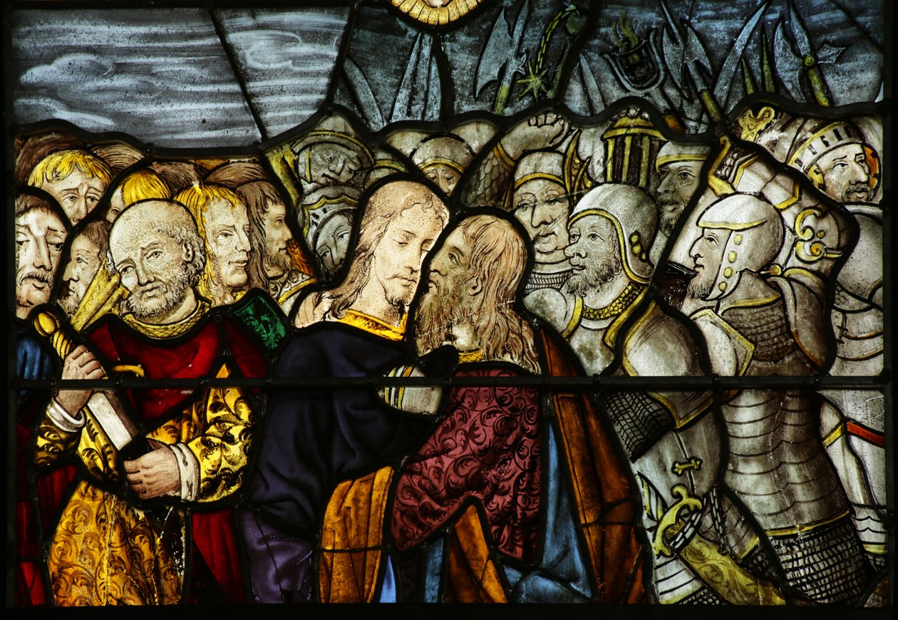 Vetrata raffigurante il tradimento di Cristo a Getsemani da French School