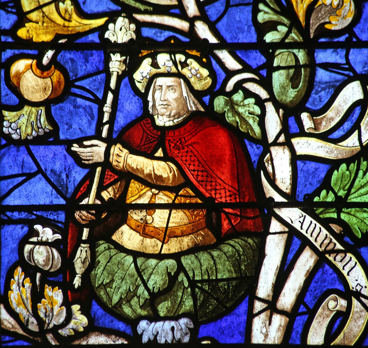 Vetrata raffigurante il Re Ammon sull