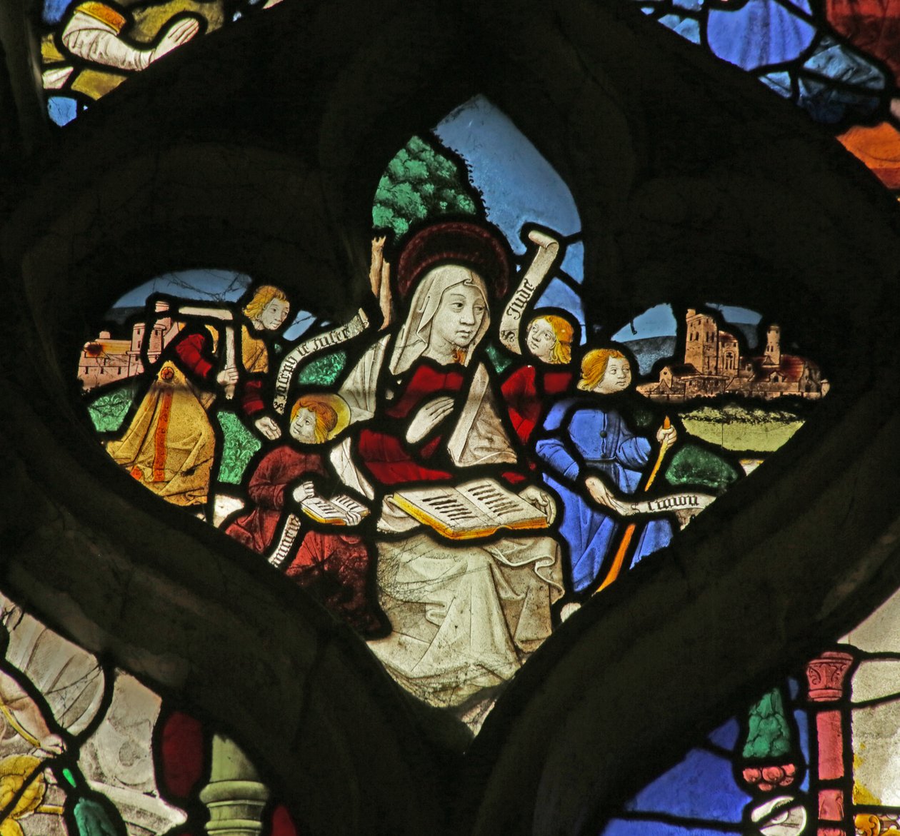 Vetrata raffigurante Maria Cleofe e i suoi Quattro Figli da French School