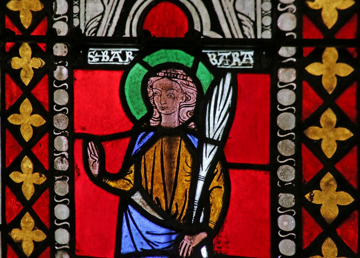 Vetrata raffigurante Santa Barbara da French School