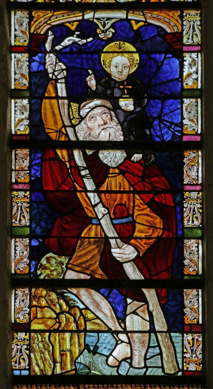 Vetrata raffigurante San Cristoforo da French School