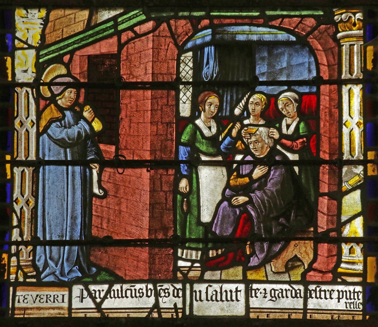 Vetrata raffigurante San Nicola che lascia denaro per il padre di tre ragazze da French School