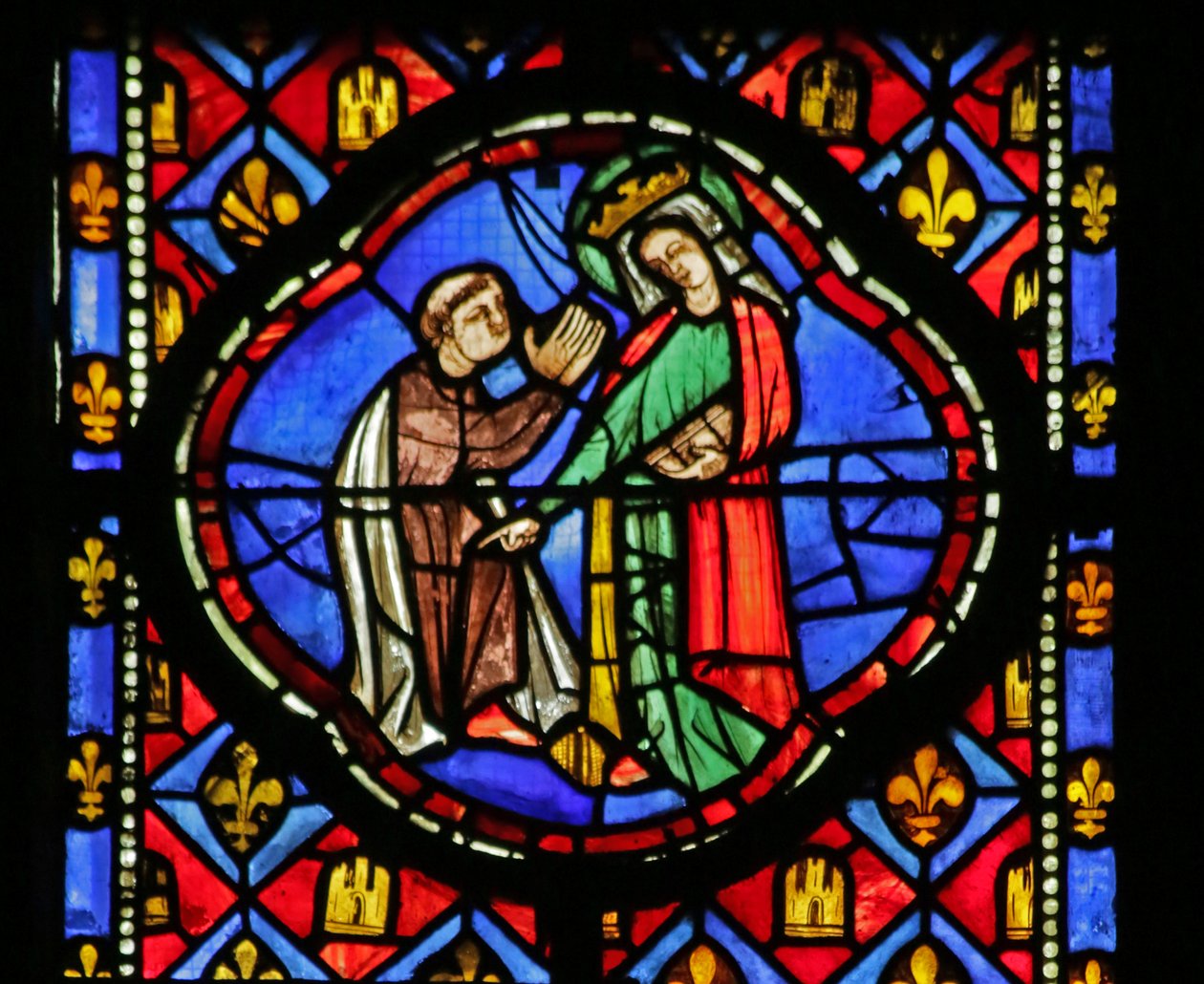 Vetrata raffigurante la Vergine Maria da French School