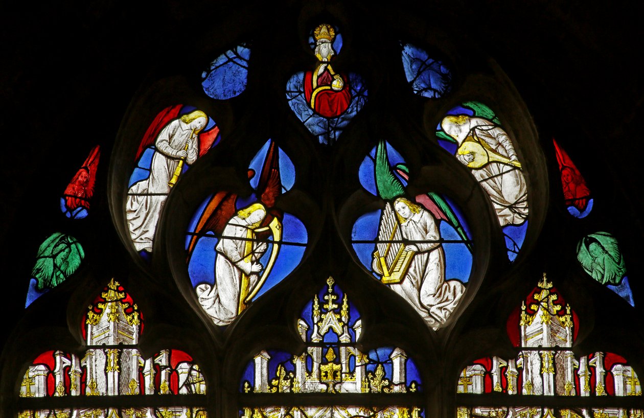 Vetrata raffigurante angeli musicali, c.1495 da French School