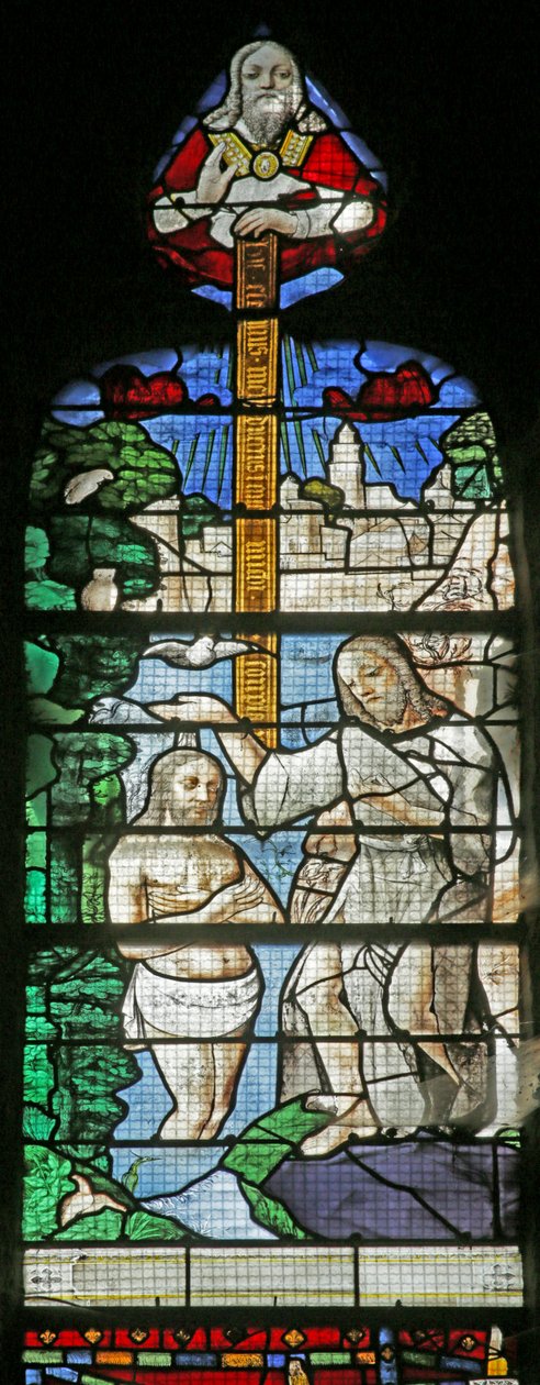 Vetrata raffigurante il Battesimo nel Giordano, c.1495 da French School