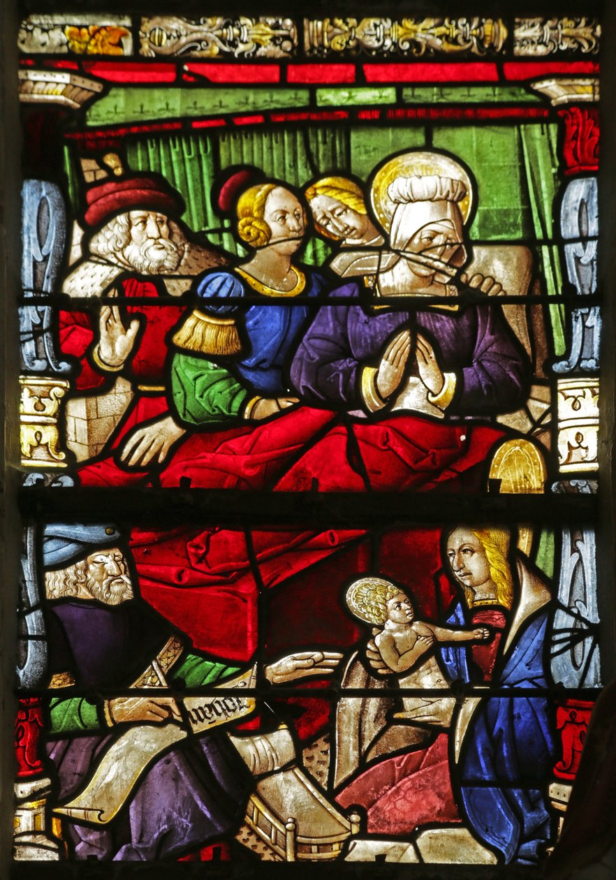 Vetrata raffigurante la Nascita di San Giovanni Battista da French School
