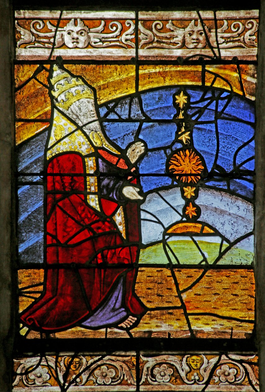 Vetrata raffigurante la Creazione del Sole, della Luna e delle Stelle da French School