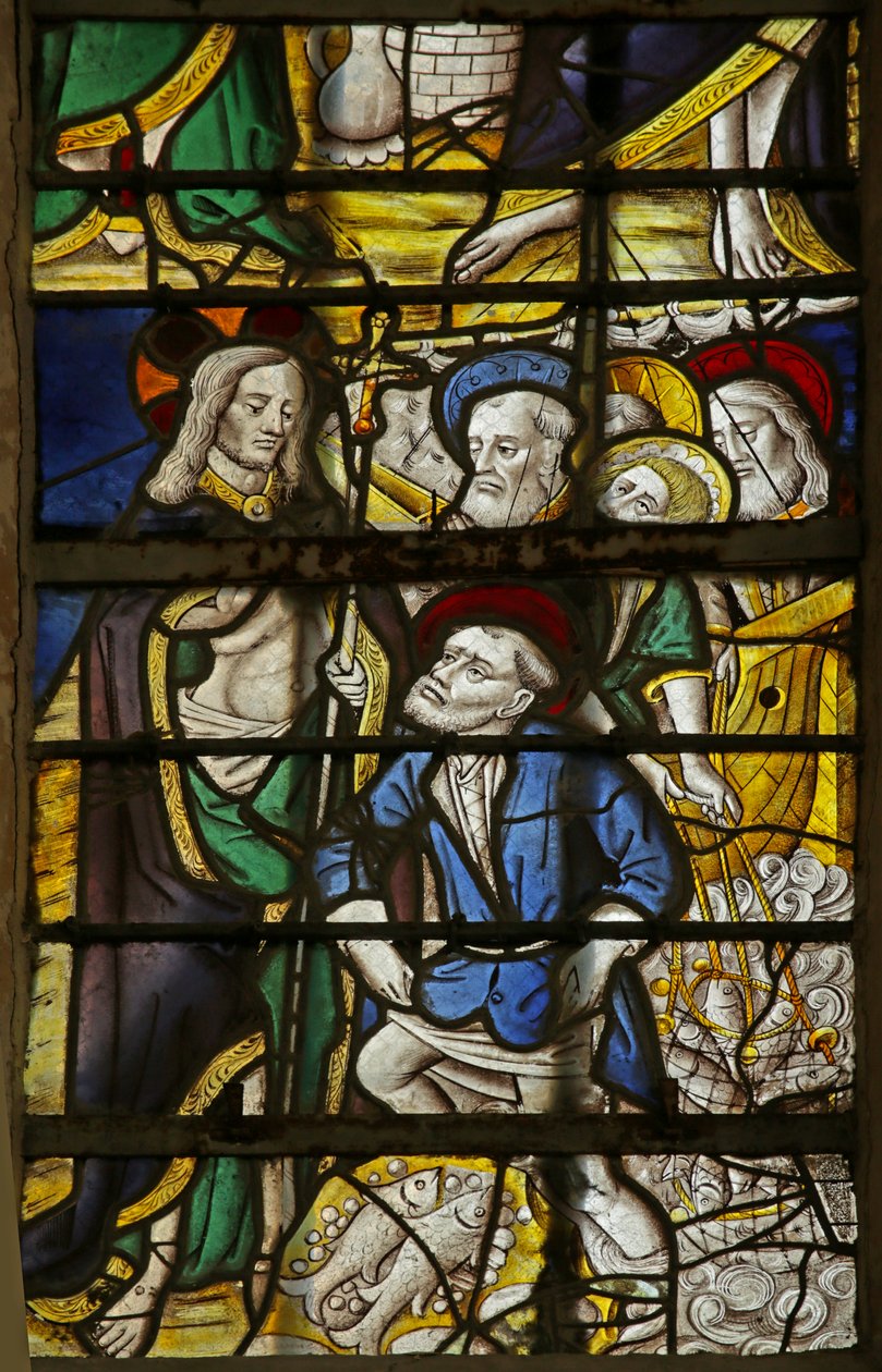 Vetrata raffigurante la pesca miracolosa, 1470-1500 da French School
