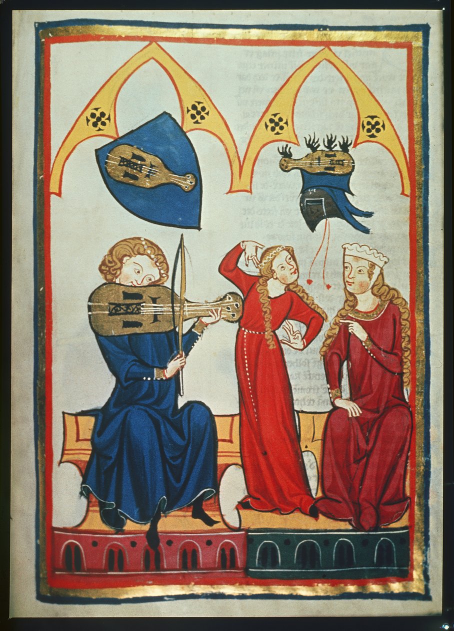 Violinista dal Codex Manesse, c.1300-40 da German School