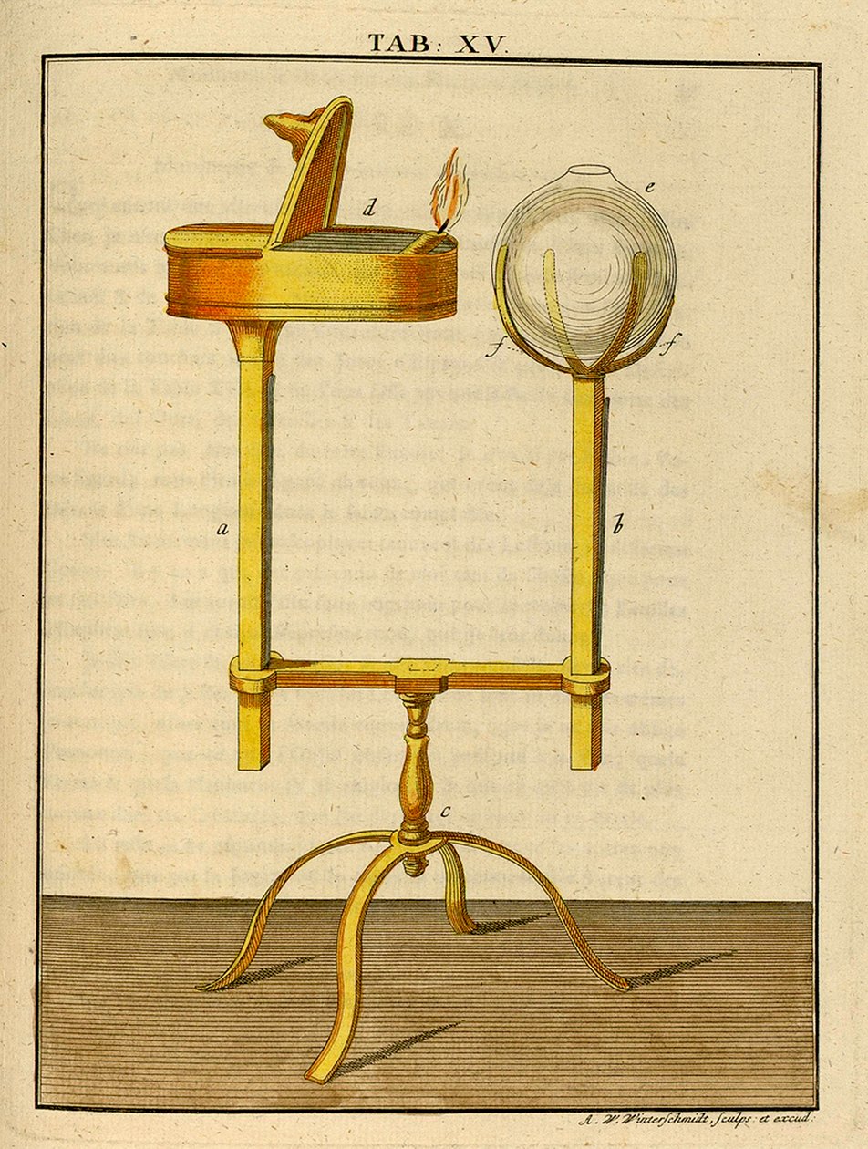 Meccanica di un primo microscopio ottico, 1768 da German School