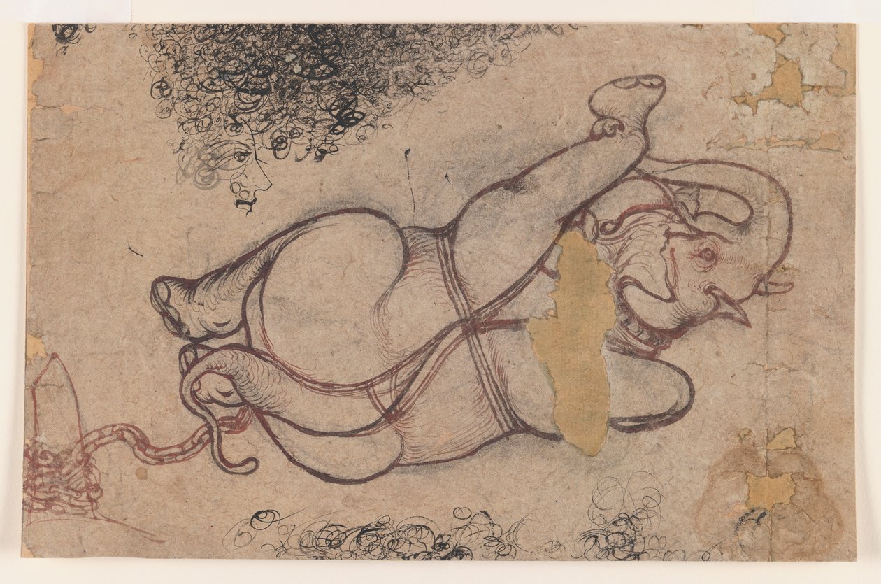 Elefante in catene, c.1780 da Indian School