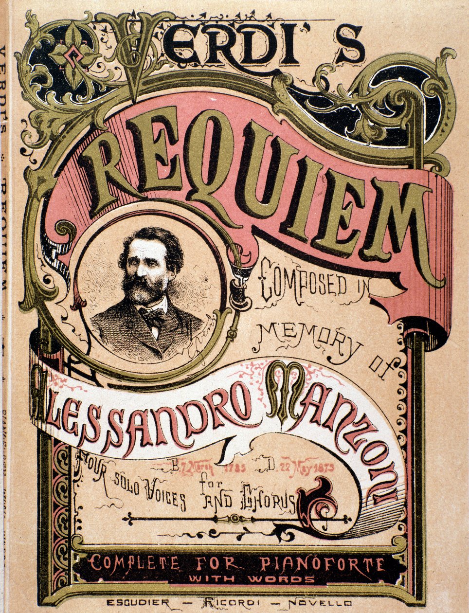Frontespizio per il Requiem di Verdi, 1874 da Italian School