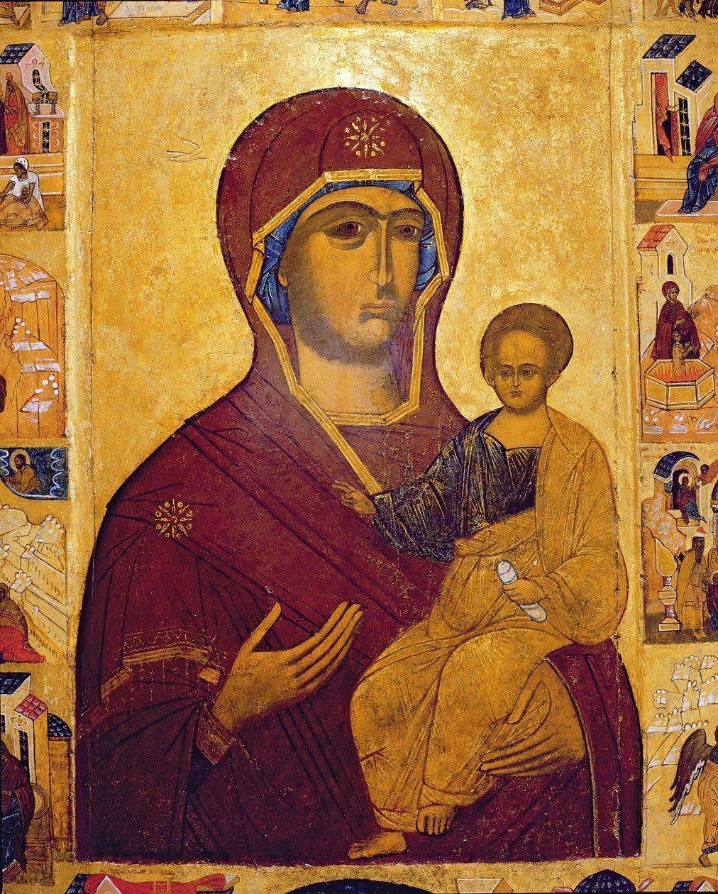 Icona raffigurante la Vergine e il Bambino, c.1550 (dettaglio) da Russian School