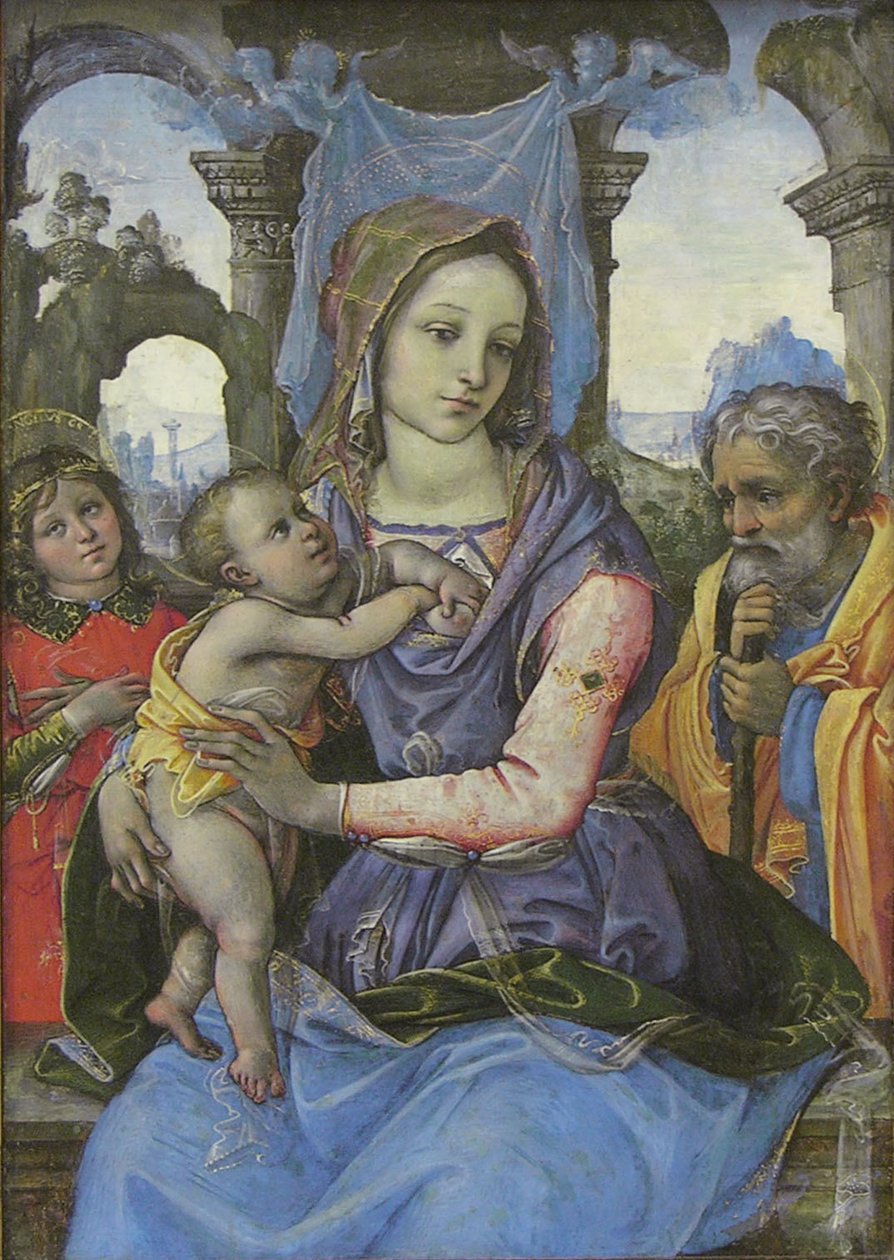 Madonna col Bambino con San Giuseppe e un angelo, c.1490 da 1476 1524 Capponi