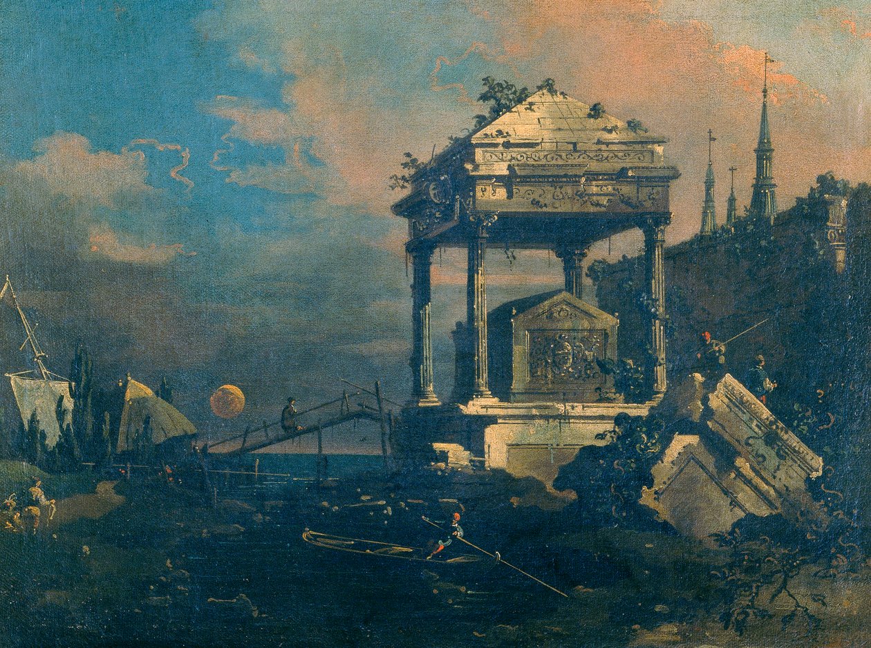Capriccio con una tomba da Giovanni Antonio Canal