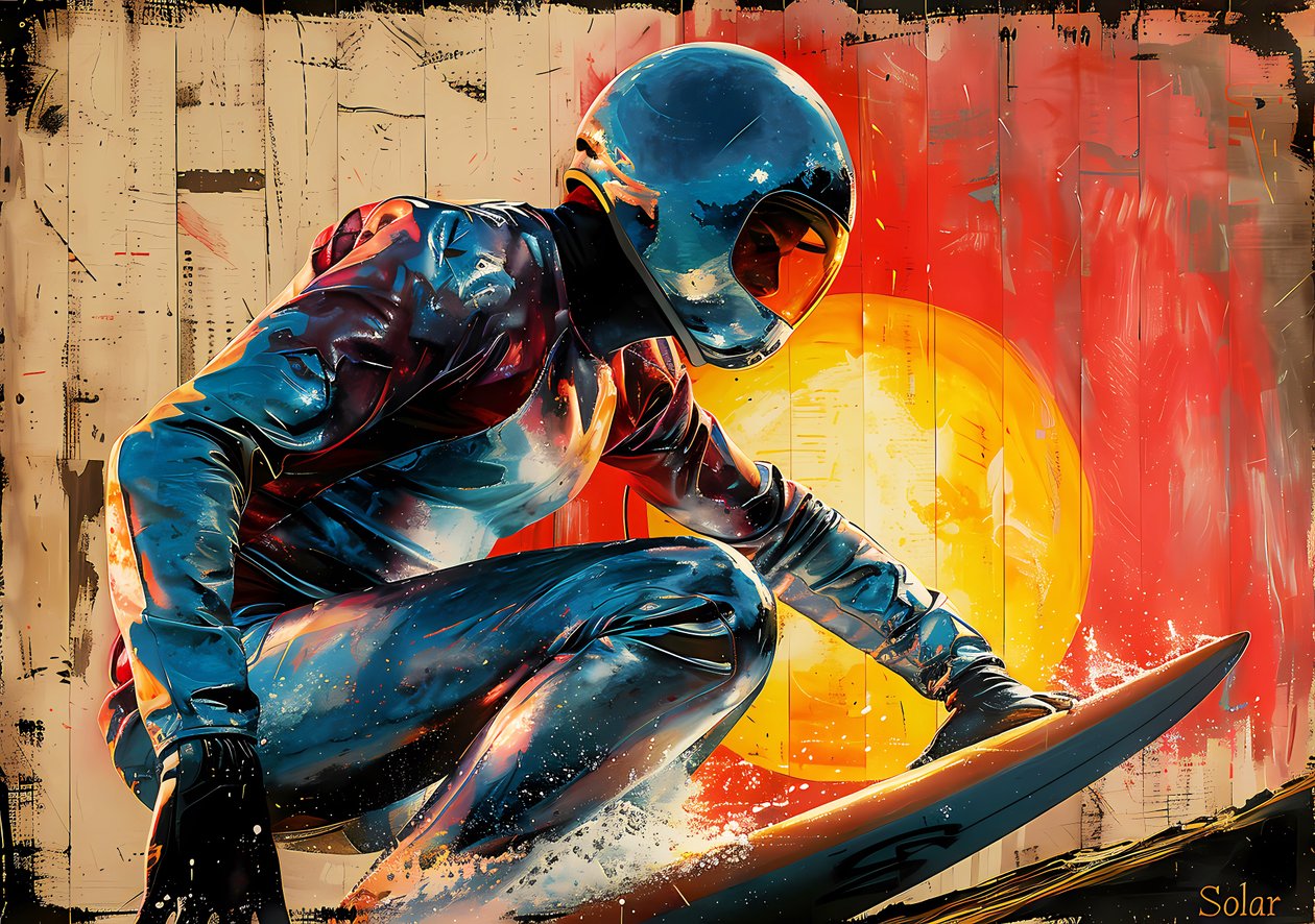 Dipinto di surfista, poster di film retrò, decorazione murale, stampa su richiesta da F. Abderrahim