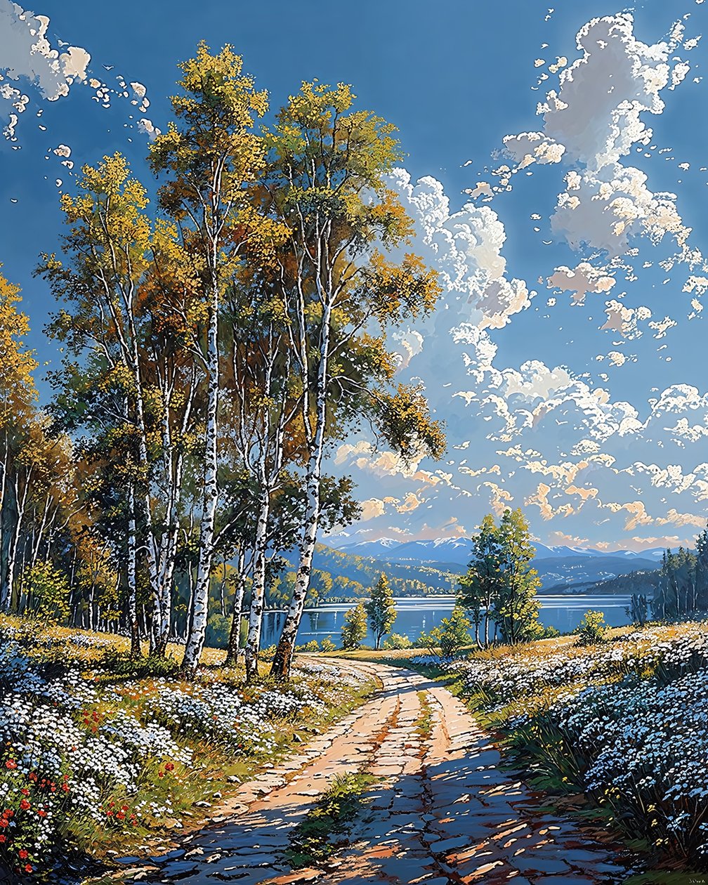 Paesaggio con cresta panoramica, decorazione da parete con cornice per la camera da letto da F. Abderrahim