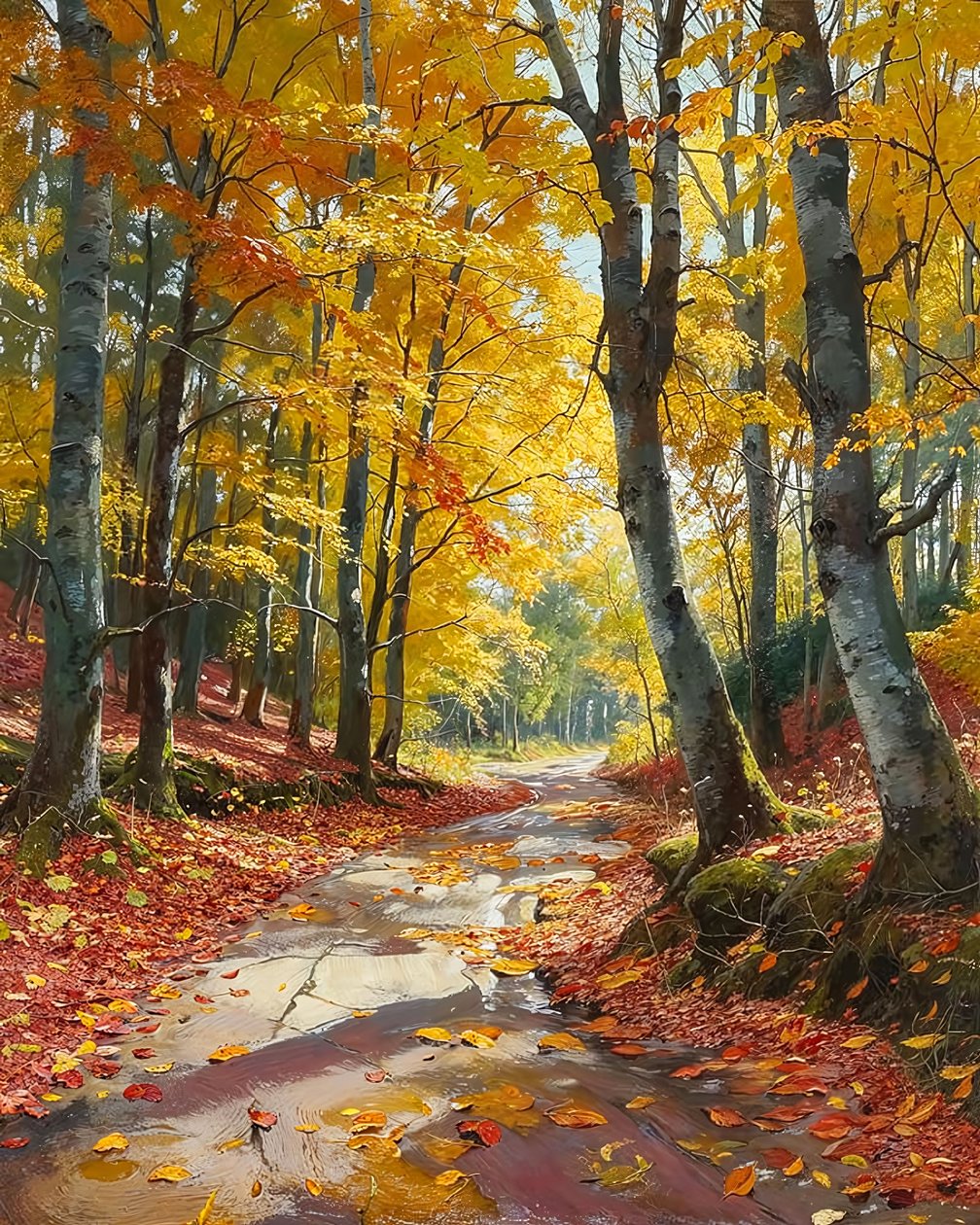 Paesaggio con sequoie svettanti, decorazione murale per camera da letto da F. Abderrahim