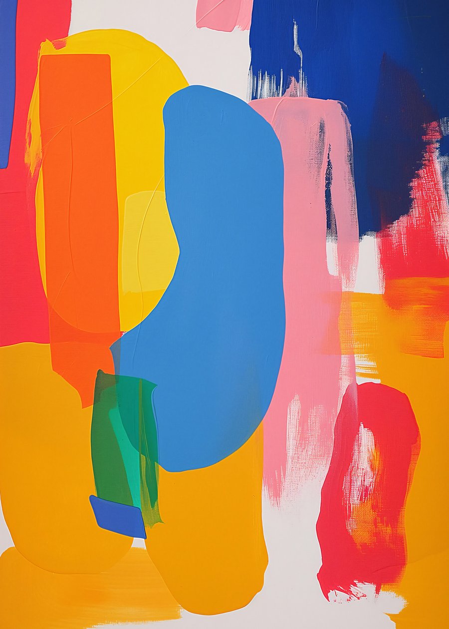 Quadro a colori felice stile minimalista adatto ai bambini, tela e decorazione murale da F. Abderrahim