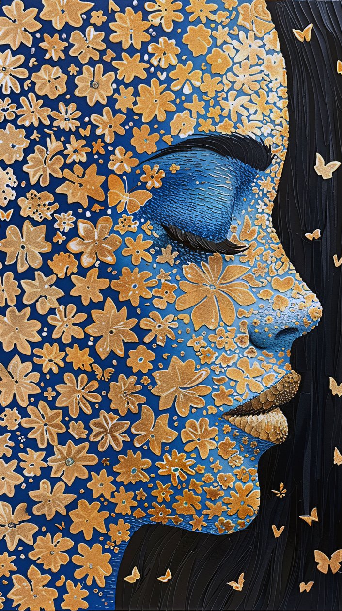 Volto di donna, Rangoli robotico in lamina d