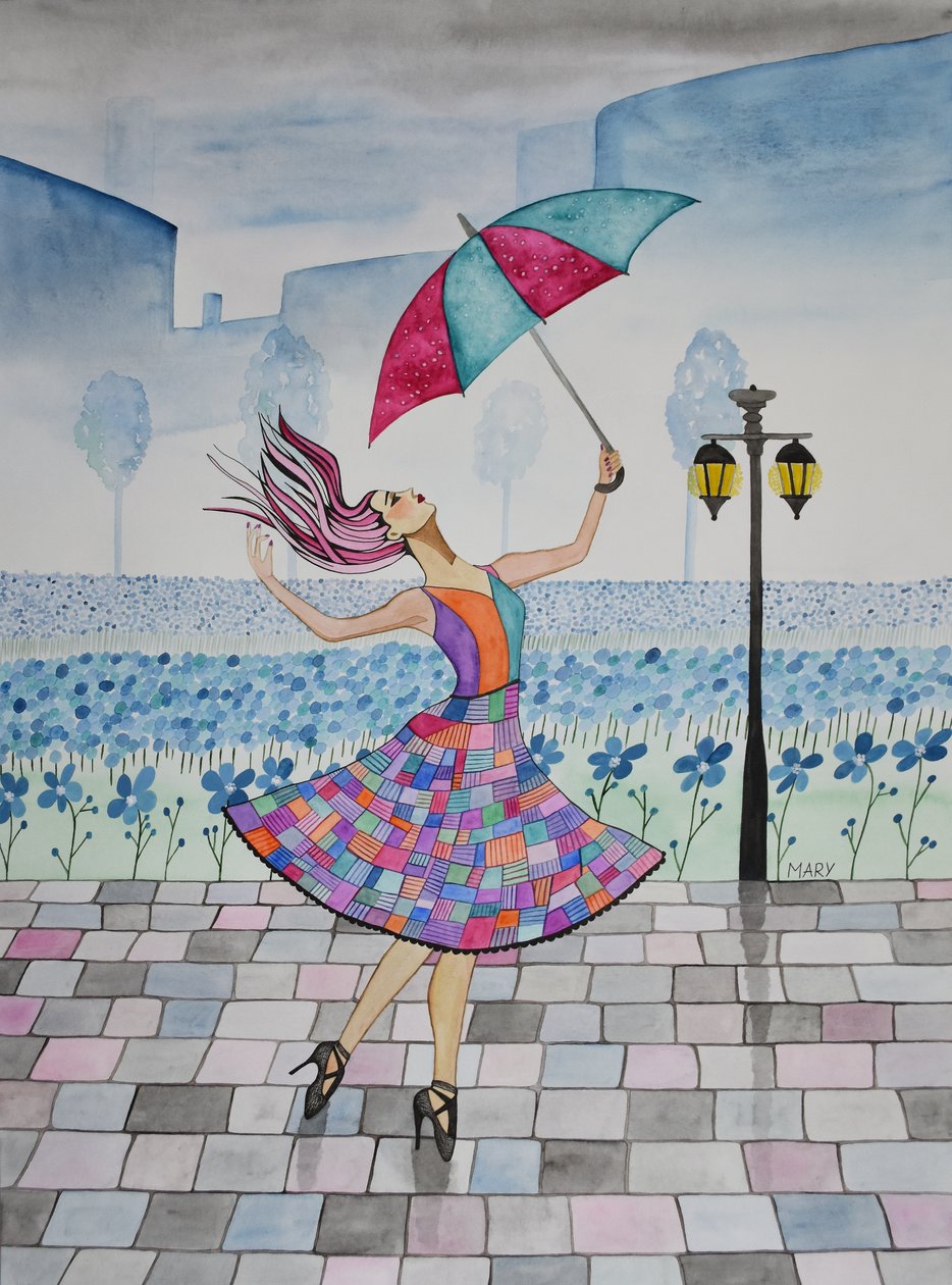 Balla sotto la pioggia da Marys Watercolors