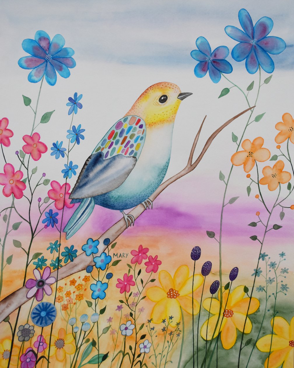 Uccello moderno da Marys Watercolors