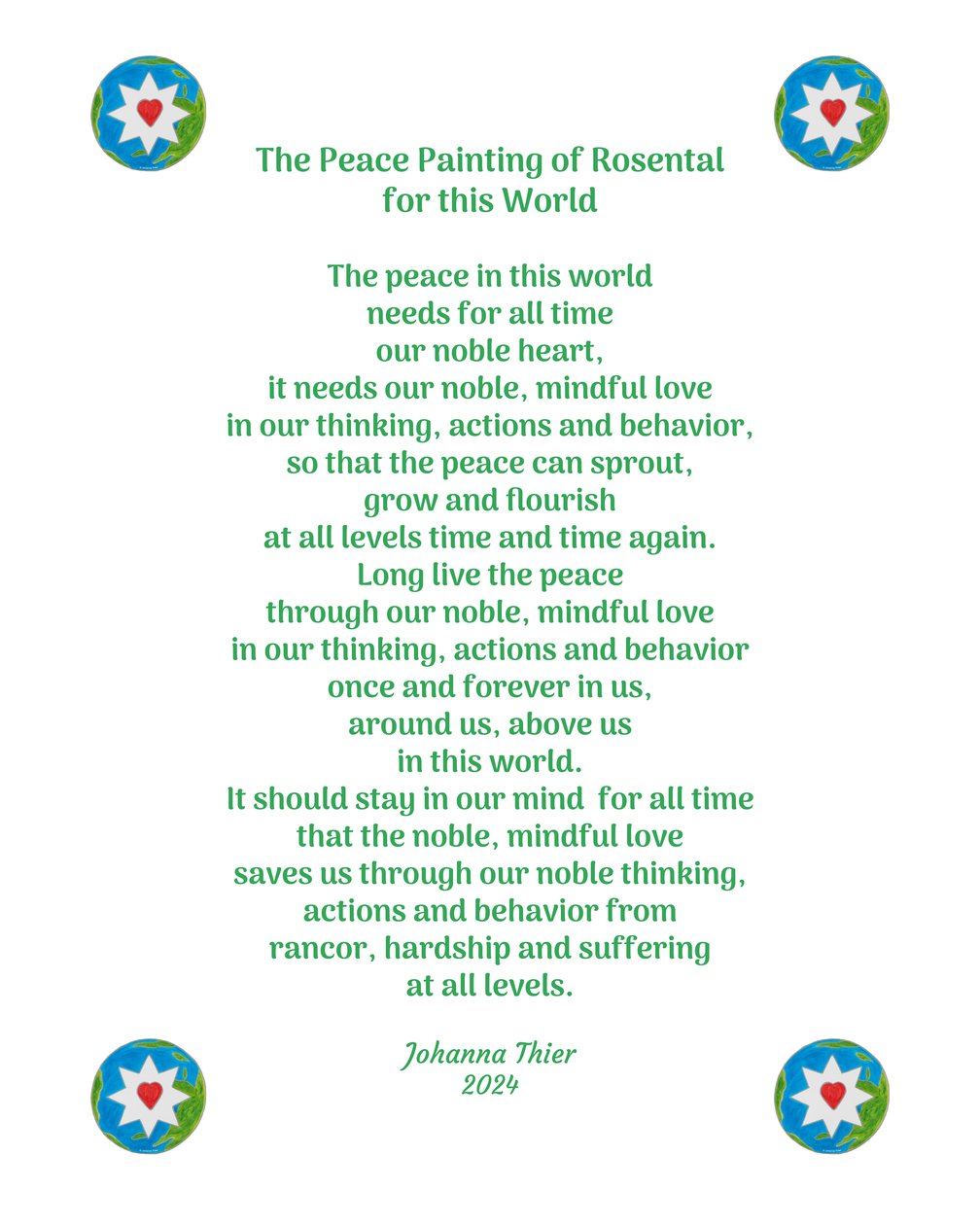 La pittura di pace di Rosental per questo mondo da Johanna Thier