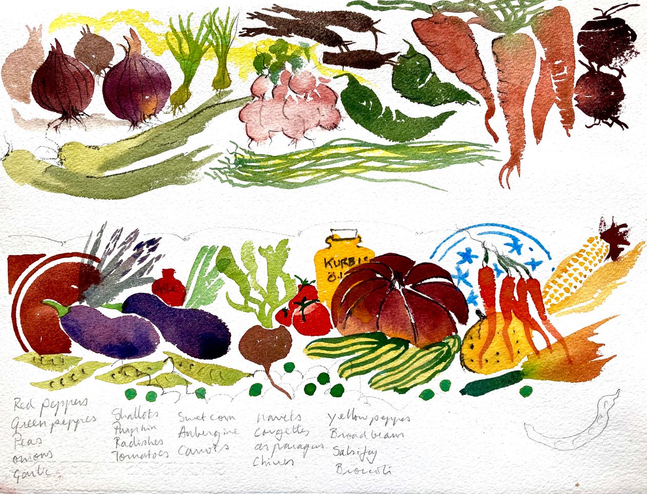Un asciugamano da cucina, acquarello 40x60 2007 da Simon Fletcher