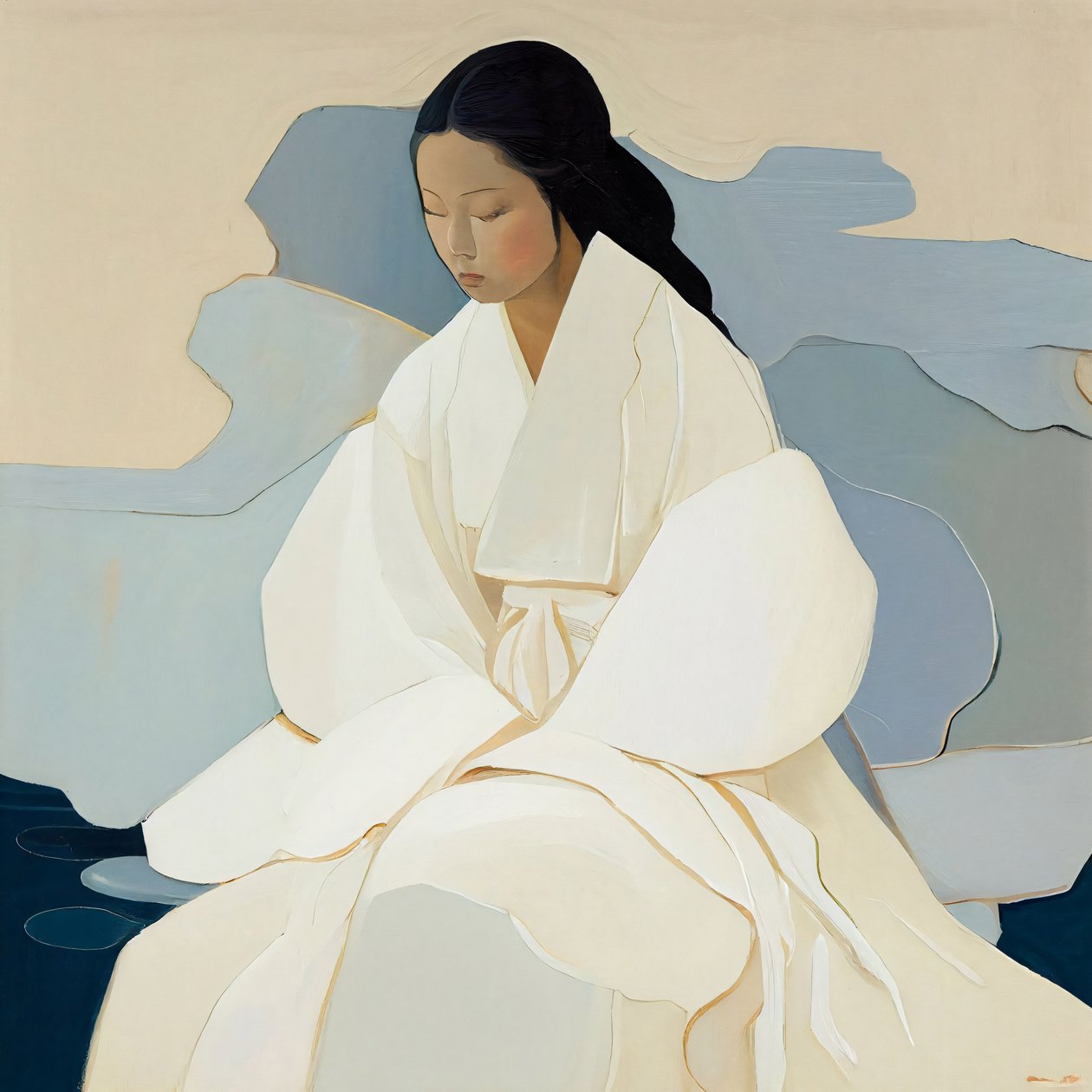 Un dipinto coreano, una donna che indossa il tradizionale Hanbok, decorazione da parete in vendita da F. Abderrahim