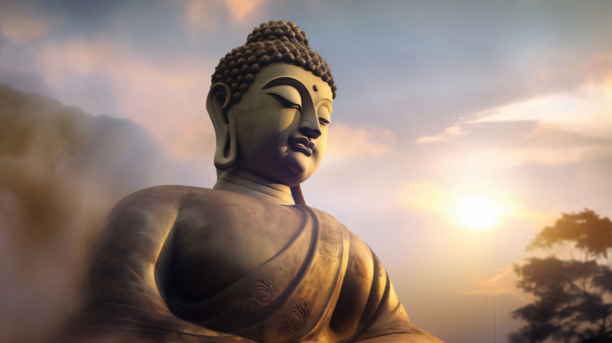 Decorazione murale Ritratto di Buddha, Meditazione pacifica, stampe su tela di grandi dimensioni da F. Abderrahim
