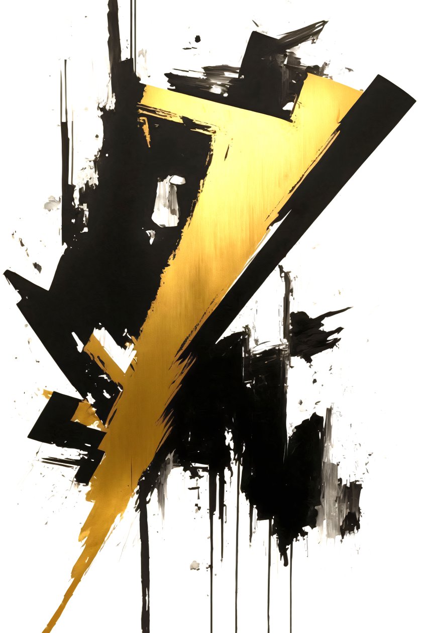 Quadro nero oro, Arte contemporanea, Grande tela, su richiesta Stampa da F. Abderrahim
