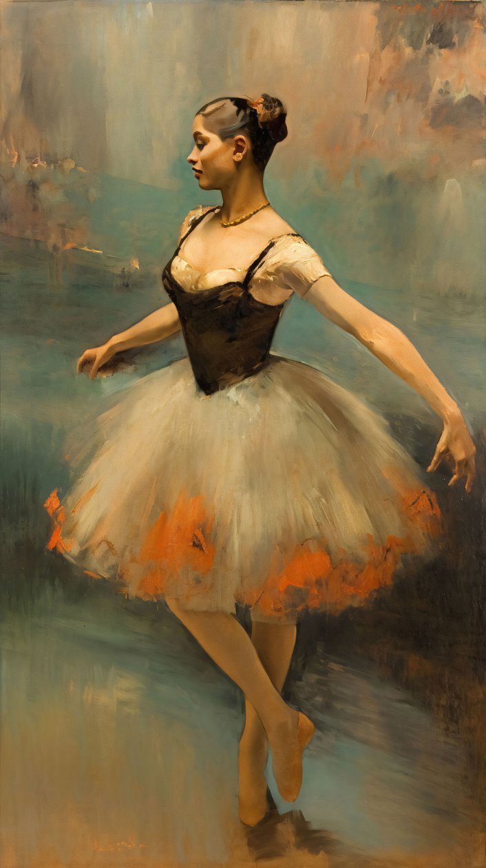 Pittura a olio Ballerina, stile Edgar Degas, decorazione murale per camera da letto da F. Abderrahim