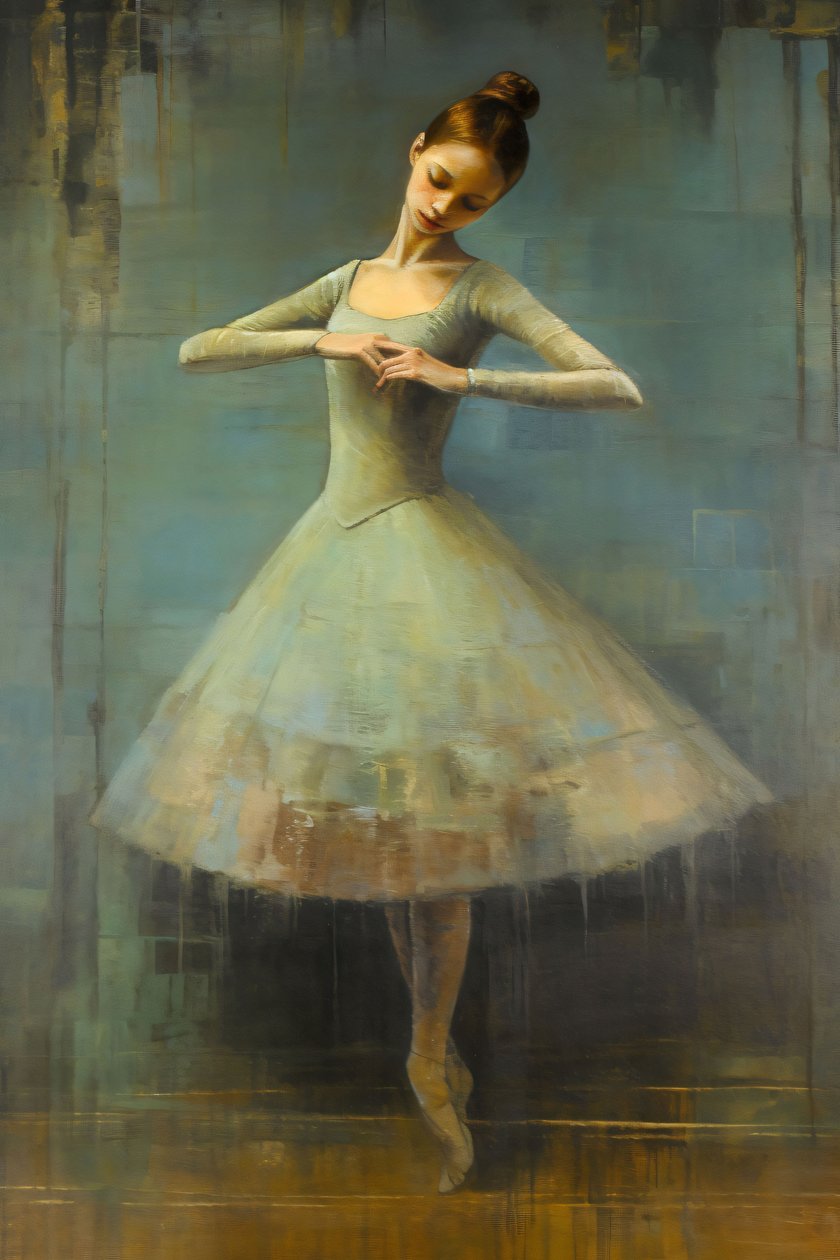 Pittura a olio di una ballerina, stile Edgar Degas, stampe d